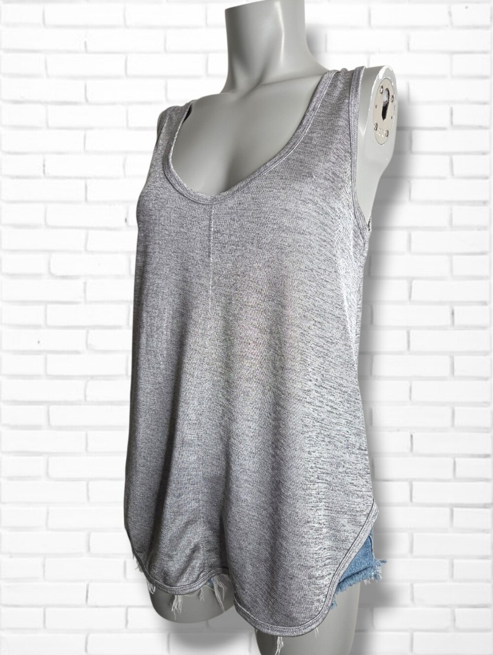 Loden Handprinted Grey/Silver Space Dye Sleeveless Tunic Tank Top Size S